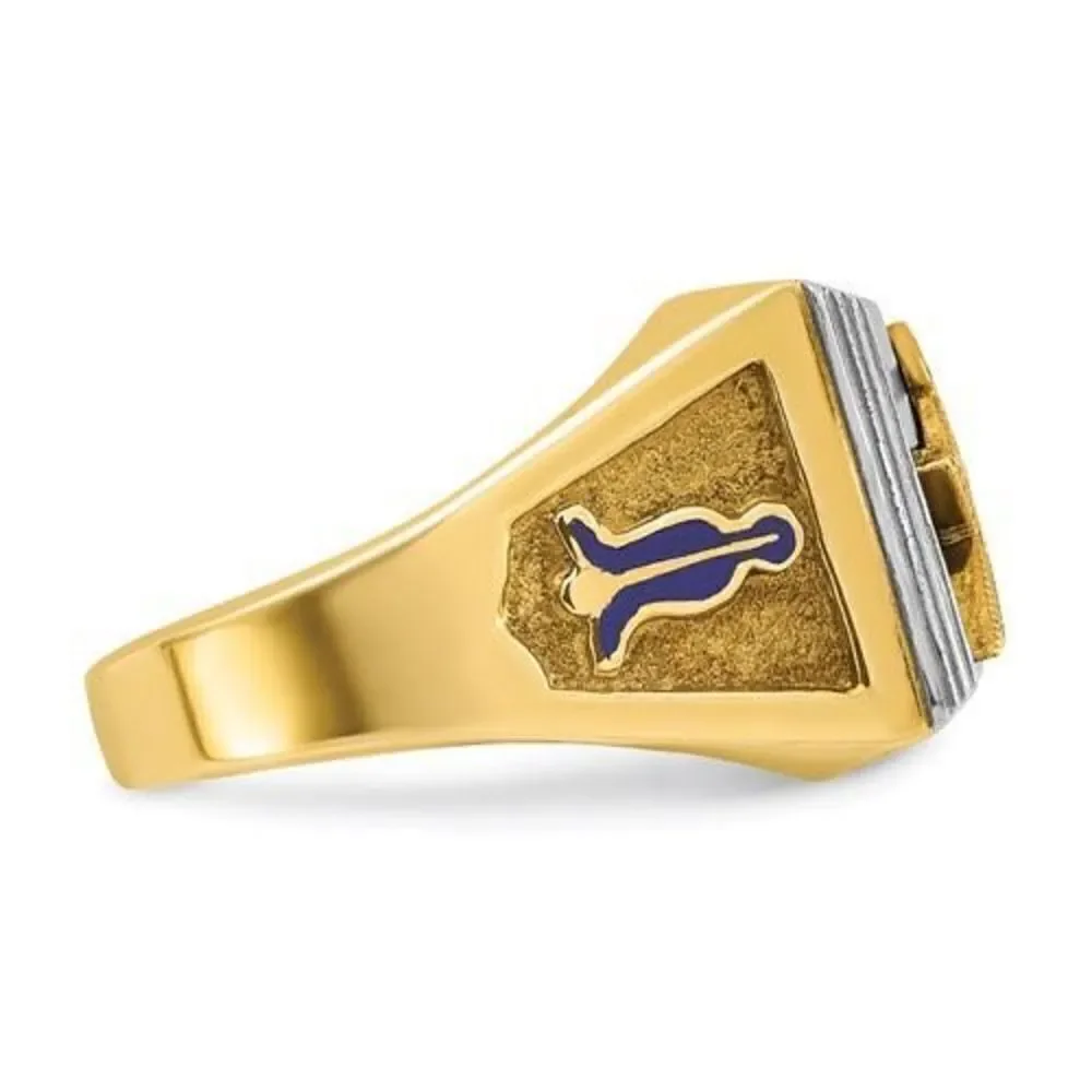 IBGoodman 10k Two-tone Men's Polished and Textured with Blue Enamel Blue Lodge M